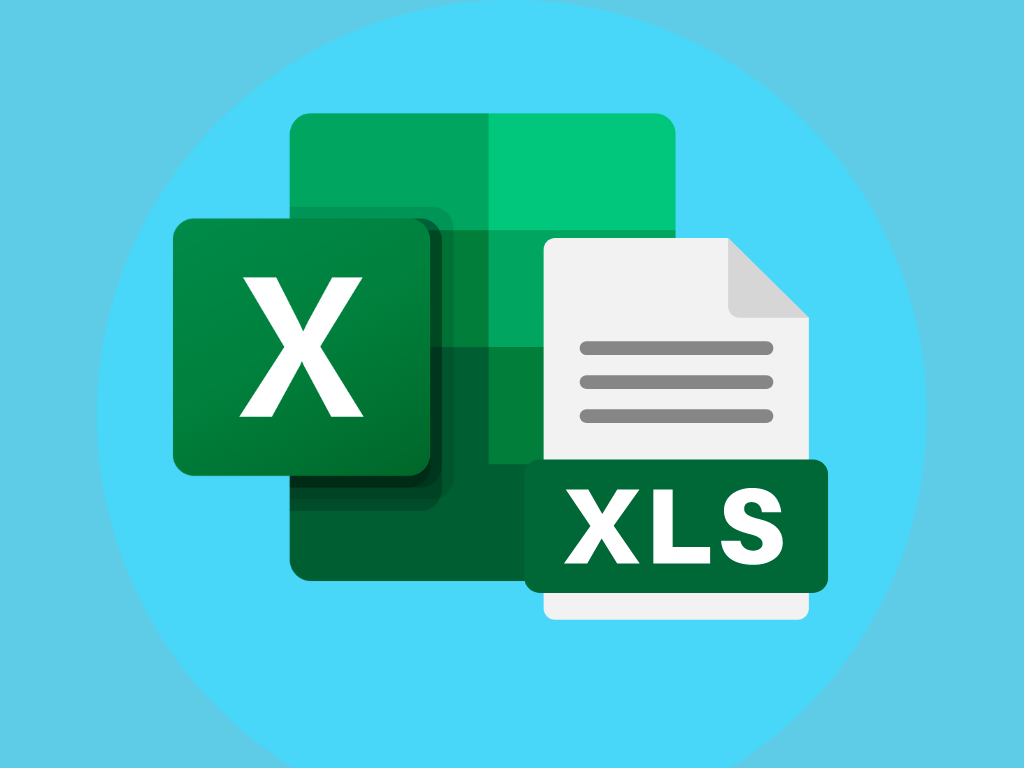 A graphic showing the microsoft XL logo alongside an Excel file icon in XLS format.