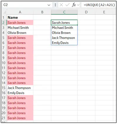 Excel Spreadsheets: Dynamic Arrays tutorial screenshot, step 3