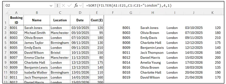 Excel Spreadsheets: Dynamic Arrays tutorial screenshot, step 7