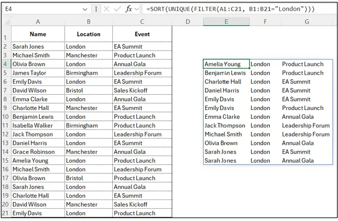 Excel Spreadsheets: Dynamic Arrays tutorial screenshot, step 8