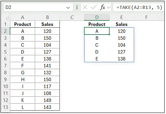 Excel Spreadsheets: Dynamic Arrays 2 tutorial screenshot, step 6