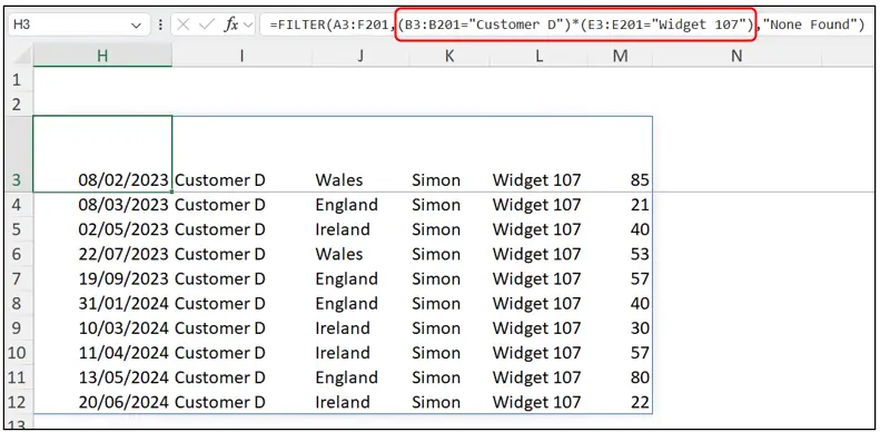 Excel Spreadsheets: SORT & FILTER (with Formulas) tutorial screenshot, step 13